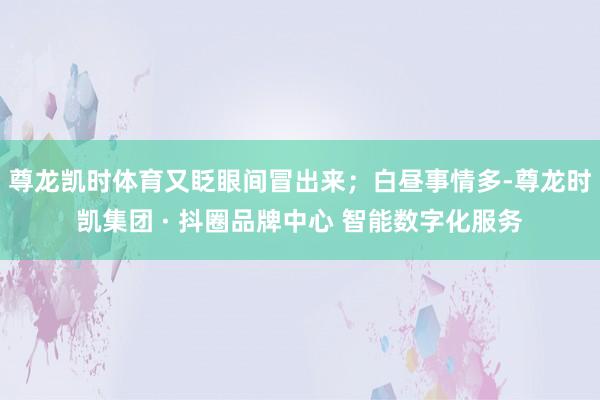 尊龙凯时体育又眨眼间冒出来;白昼事情多-尊龙时凯集团 · 抖圈品牌中心 智能数字化服务
