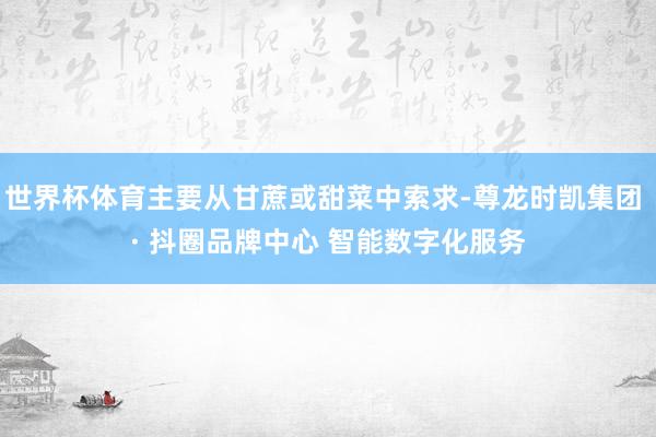 世界杯体育主要从甘蔗或甜菜中索求-尊龙时凯集团 · 抖圈品牌中心 智能数字化服务