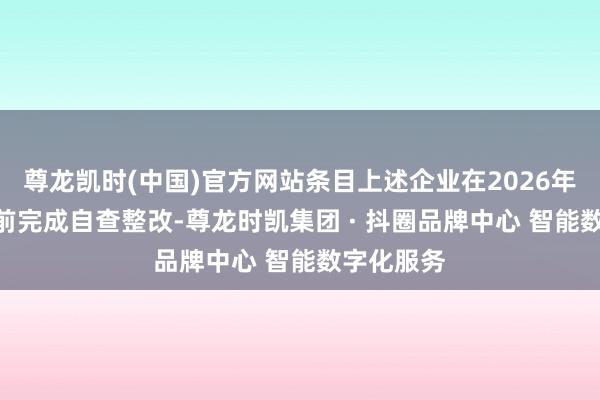 尊龙凯时(中国)官方网站条目上述企业在2026年8月31日前完成自查整改-尊龙时凯集团 · 抖圈品牌中心 智能数字化服务