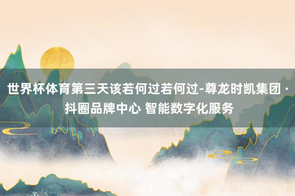 世界杯体育第三天该若何过若何过-尊龙时凯集团 · 抖圈品牌中心 智能数字化服务