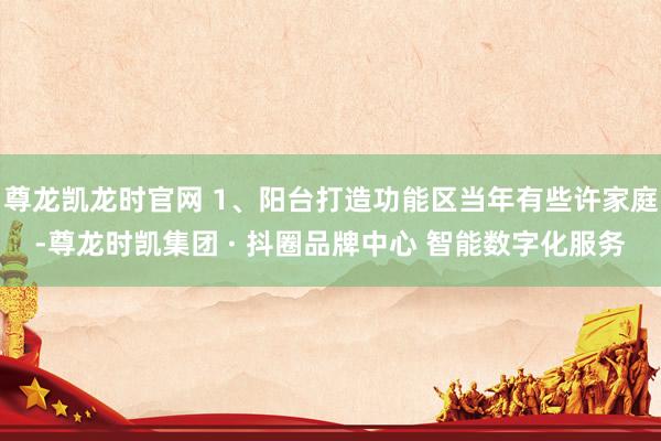 尊龙凯龙时官网 1、阳台打造功能区当年有些许家庭-尊龙时凯集团 · 抖圈品牌中心 智能数字化服务
