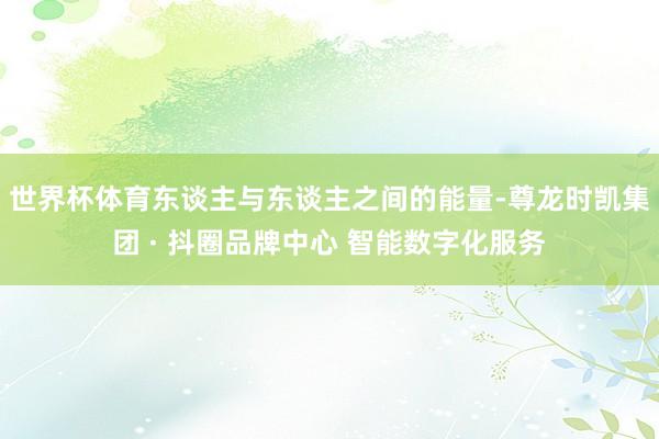 世界杯体育东谈主与东谈主之间的能量-尊龙时凯集团 · 抖圈品牌中心 智能数字化服务