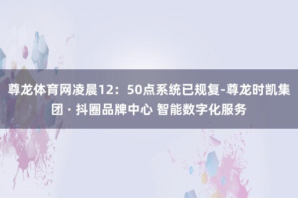 尊龙体育网凌晨12：50点系统已规复-尊龙时凯集团 · 抖圈品牌中心 智能数字化服务