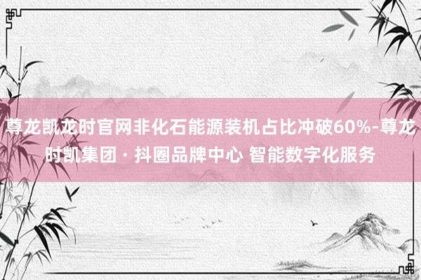 尊龙凯龙时官网非化石能源装机占比冲破60%-尊龙时凯集团 · 抖圈品牌中心 智能数字化服务