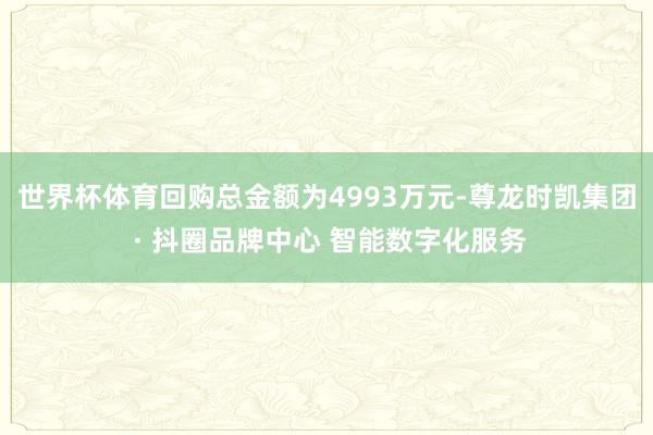 世界杯体育回购总金额为4993万元-尊龙时凯集团 · 抖圈品牌中心 智能数字化服务