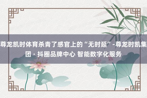 尊龙凯时体育杀青了感官上的“无时延”-尊龙时凯集团 · 抖圈品牌中心 智能数字化服务