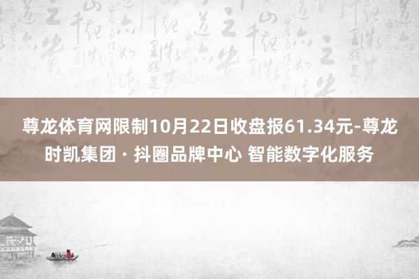 尊龙体育网限制10月22日收盘报61.34元-尊龙时凯集团 · 抖圈品牌中心 智能数字化服务