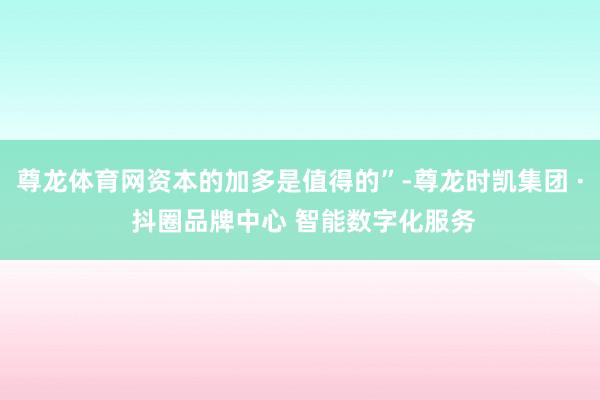 尊龙体育网资本的加多是值得的”-尊龙时凯集团 · 抖圈品牌中心 智能数字化服务