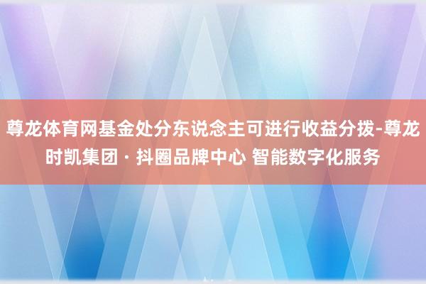 尊龙体育网基金处分东说念主可进行收益分拨-尊龙时凯集团 · 抖圈品牌中心 智能数字化服务