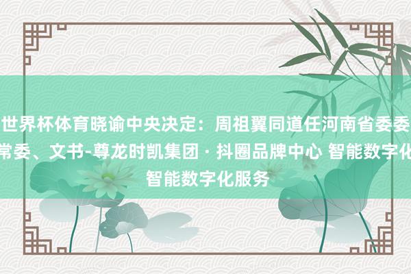 世界杯体育晓谕中央决定：周祖翼同道任河南省委委员、常委、文书-尊龙时凯集团 · 抖圈品牌中心 智能数字化服务