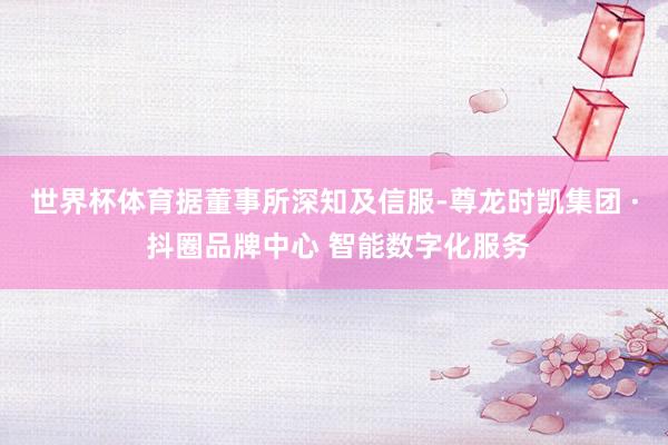 世界杯体育　　据董事所深知及信服-尊龙时凯集团 · 抖圈品牌中心 智能数字化服务