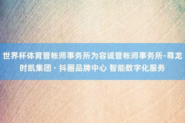 世界杯体育管帐师事务所为容诚管帐师事务所-尊龙时凯集团 · 抖圈品牌中心 智能数字化服务