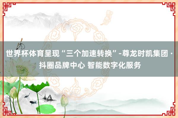 世界杯体育呈现“三个加速转换”-尊龙时凯集团 · 抖圈品牌中心 智能数字化服务